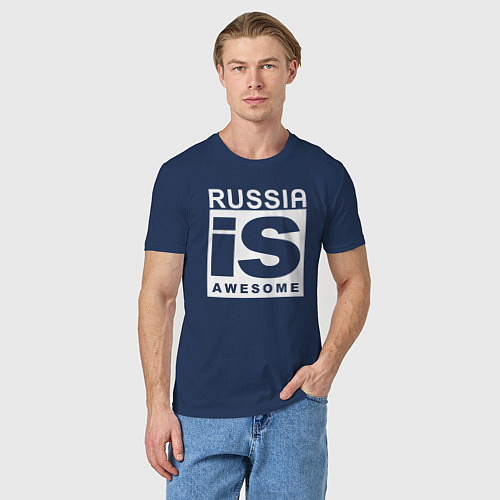 Мужская футболка RUSSIA IS AWESOME / Тёмно-синий – фото 3