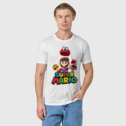 Футболка хлопковая мужская Super Mario, цвет: белый — фото 2