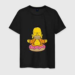 Футболка хлопковая мужская Гомер на пончике, цвет: черный