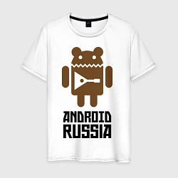 Футболка хлопковая мужская Android Russia, цвет: белый