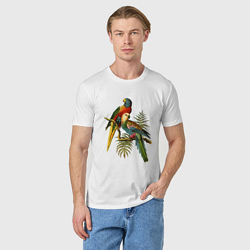 Мужская футболка Тропические попугаи / Белый – фото 3