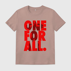 Футболка хлопковая мужская Один за всех, цвет: пыльно-розовый
