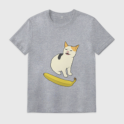 Мужская футболка Cat no banana meme / Меланж – фото 1