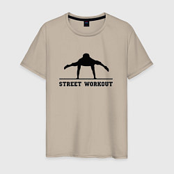 Футболка хлопковая мужская Street workout v, цвет: миндальный