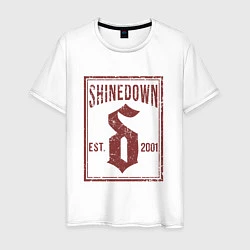 Футболка хлопковая мужская Shinedown est 2001, цвет: белый