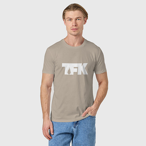 Мужская футболка TFK: White Logo / Миндальный – фото 3