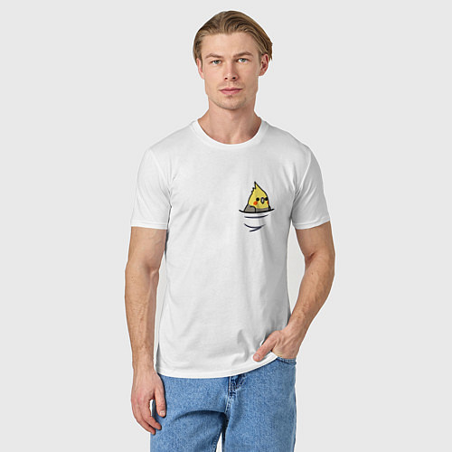 Мужская футболка Попугай в кармане / Белый – фото 3