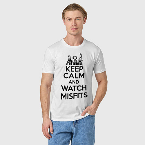 Мужская футболка Keep Calm & Watch misfits / Белый – фото 3