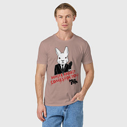 Футболка хлопковая мужская Misfits: White rabbit, цвет: пыльно-розовый — фото 2