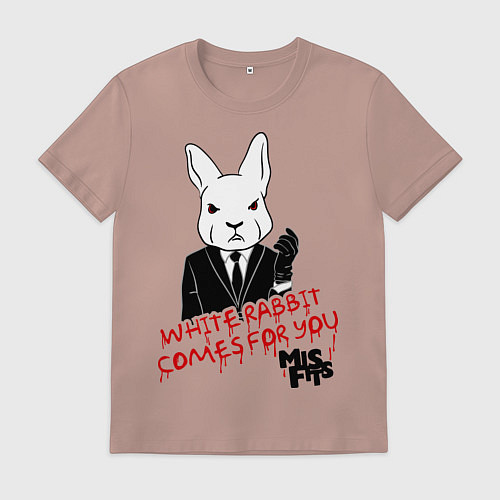 Мужская футболка Misfits: White rabbit / Пыльно-розовый – фото 1