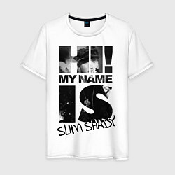 Футболка хлопковая мужская My name is slim shady, цвет: белый