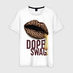 Футболка хлопковая мужская Dope SWAG Lips, цвет: белый