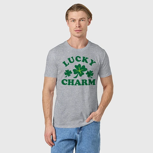 Мужская футболка Lucky charm - клевер / Меланж – фото 3