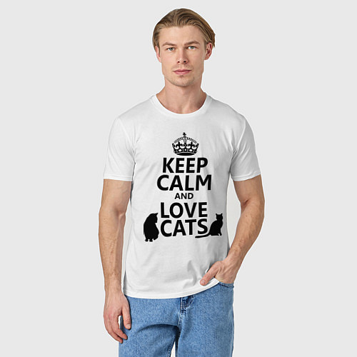 Мужская футболка Keep Calm & Love Cats / Белый – фото 3