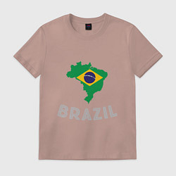 Футболка хлопковая мужская Brazil Country, цвет: пыльно-розовый