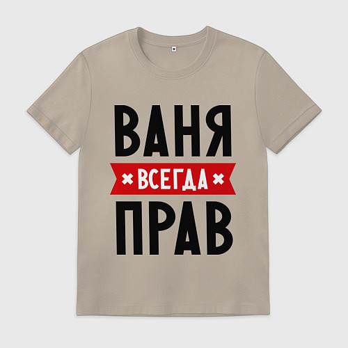 Мужская футболка Ваня всегда прав / Миндальный – фото 1