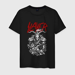 Футболка хлопковая мужская Slayer: Devil Goat, цвет: черный