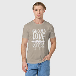 Футболка хлопковая мужская Ghouls Love Coffee, цвет: миндальный — фото 2