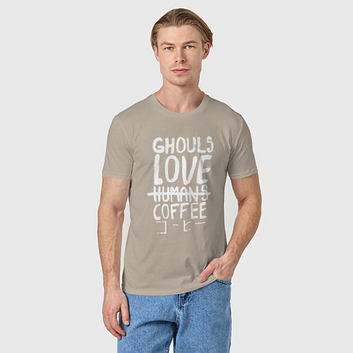 Мужская футболка Ghouls Love Coffee / Миндальный – фото 3