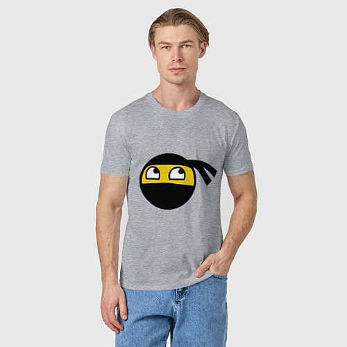 Мужская футболка Awesome ninja смайл / Меланж – фото 3