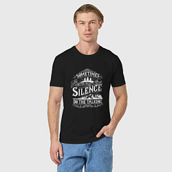 Футболка хлопковая мужская Silence do the talking, цвет: черный — фото 2