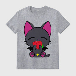 Футболка хлопковая мужская Нянпир с клубничкой, цвет: меланж