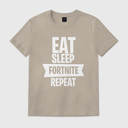 Футболка хлопковая мужская Eat Sleep Fortnite Repeat, цвет: миндальный