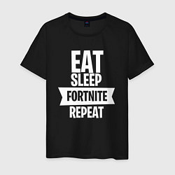 Футболка хлопковая мужская Eat Sleep Fortnite Repeat, цвет: черный