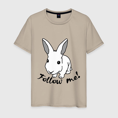 Мужская футболка Rabbit: follow me / Миндальный – фото 1