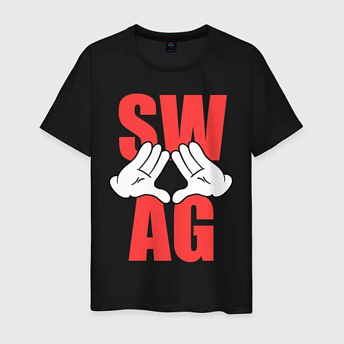 Мужская футболка SWAG Hands / Черный – фото 1