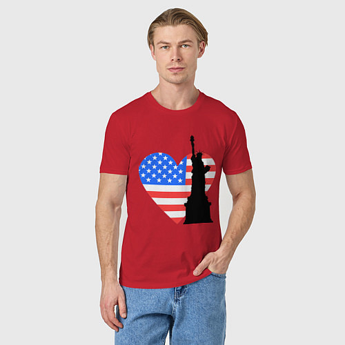 Мужская футболка Люблю Америку / Красный – фото 3