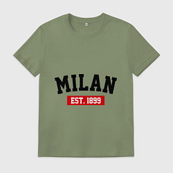 Футболка хлопковая мужская FC Milan Est. 1899, цвет: авокадо