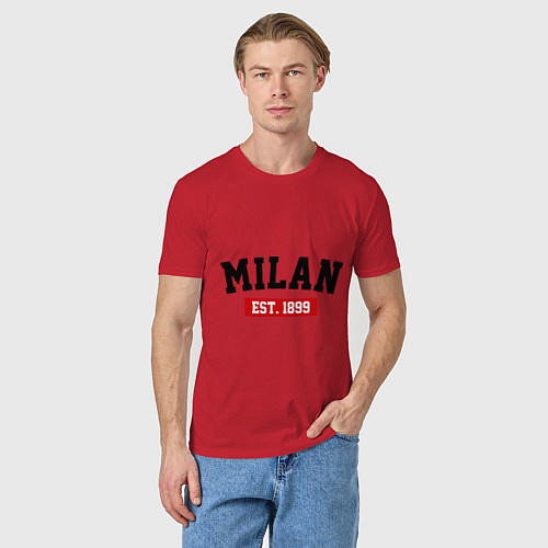 Мужская футболка FC Milan Est. 1899 / Красный – фото 3