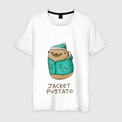 Футболка хлопковая мужская Jacket Pugtato, цвет: белый