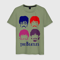 Футболка хлопковая мужская The Beatles faces, цвет: авокадо