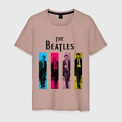 Футболка хлопковая мужская Walking Beatles, цвет: пыльно-розовый