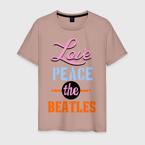 Мужская футболка Love peace the Beatles / Пыльно-розовый – фото 1