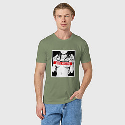 Футболка хлопковая мужская Waifu Material, цвет: авокадо — фото 2