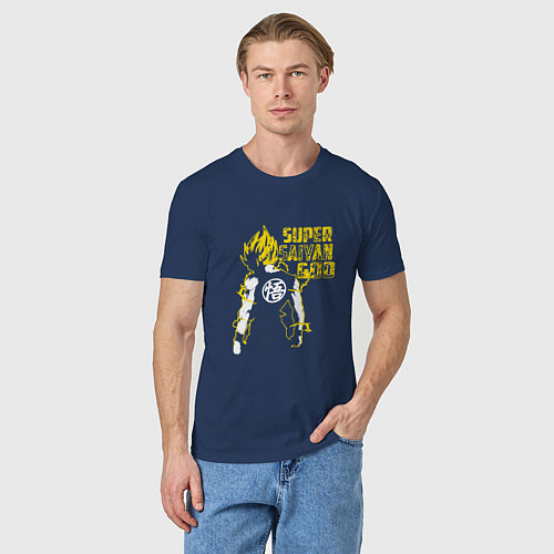 Мужская футболка Super Saiyan God: Yellow / Тёмно-синий – фото 3