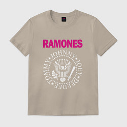 Футболка хлопковая мужская Ramones Boyband, цвет: миндальный