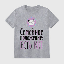 Футболка хлопковая мужская Семейное положение: есть кот, цвет: меланж
