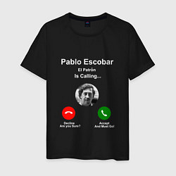 Футболка хлопковая мужская Escobar is calling, цвет: черный