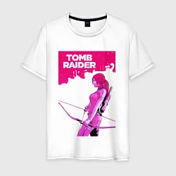 Футболка хлопковая мужская Tomb Raider: Pink Style, цвет: белый