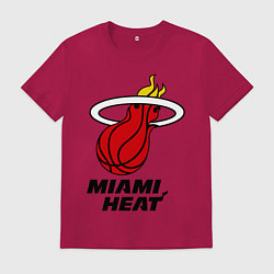 Футболка хлопковая мужская Miami Heat-logo, цвет: маджента