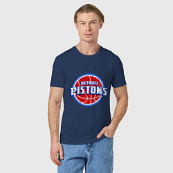 Футболка хлопковая мужская Detroit Pistons - logo, цвет: тёмно-синий — фото 2