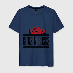 Футболка хлопковая мужская Guns n Roses: rose, цвет: тёмно-синий