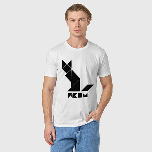 Мужская футболка Геометричный кот / Белый – фото 3