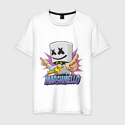 Футболка хлопковая мужская Marshmello Music, цвет: белый