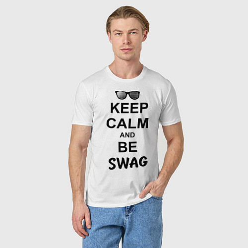 Мужская футболка Keep Calm & Be Swag / Белый – фото 3