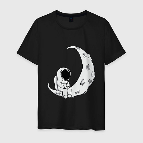 Мужская футболка Космонавт на Луне / Черный – фото 1